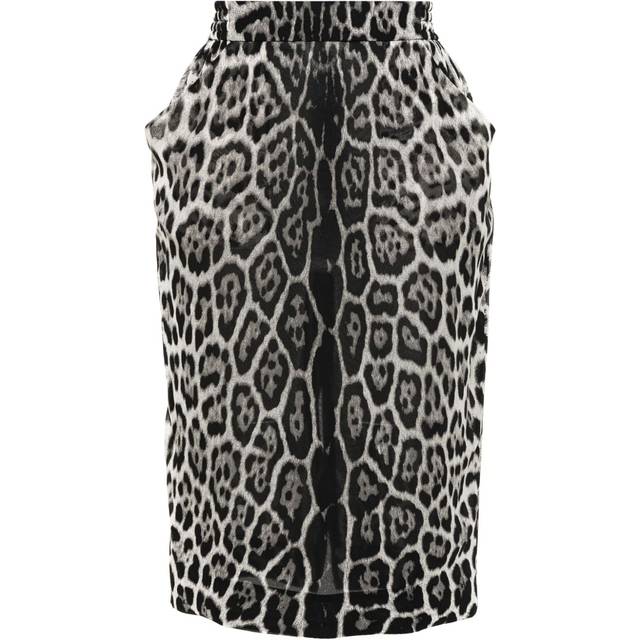 Saint Laurent - leopard-print silk skirt - women - Silk - 36 - Black