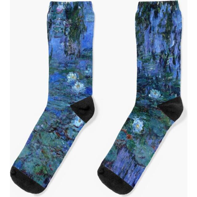 Dress Socks Water Lilies Monet vibrant blue Novelty Fancy Crazy Pattern Crew Casual for Men Women