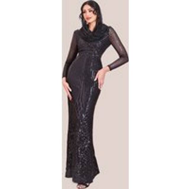 Goddiva Modesty Sequin Wrap Maxi Dress - Black - 16