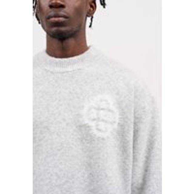 Fluffy Emblem Knitted Crew - Grey Marl - Gray
