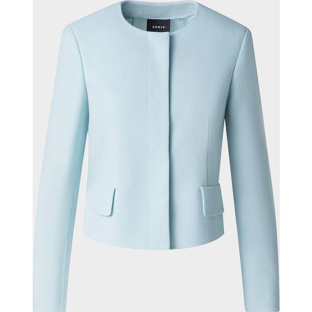 Adriana Short Wool Crepe Jacket - STONE BLUE - 8