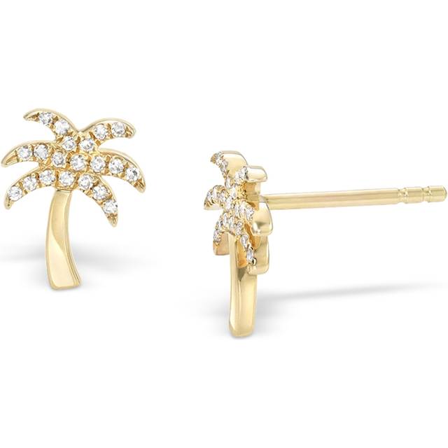Zoe Lev 14K Yellow Gold Diamond Palm Tree Stud Earrings