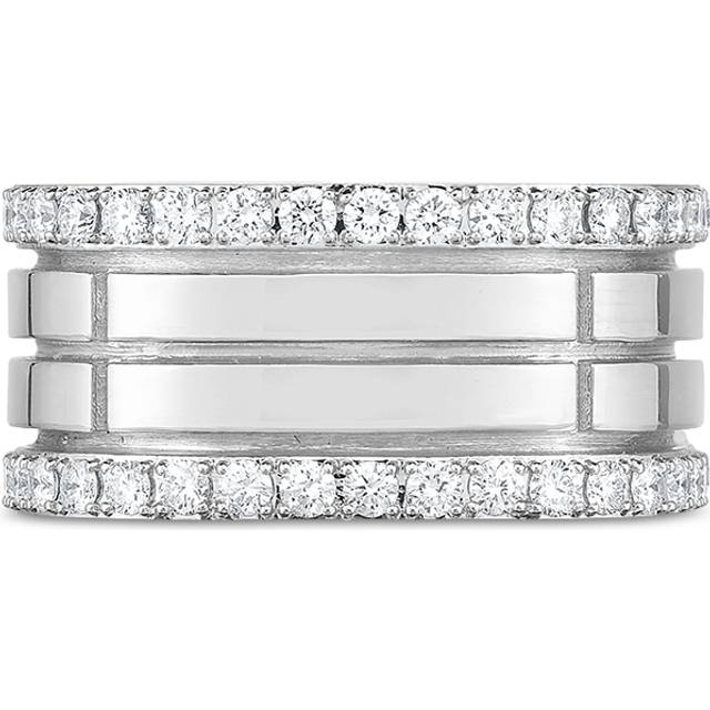 Roberto Coin 18K White Gold Portofino Diamond Border Four Row Ring
