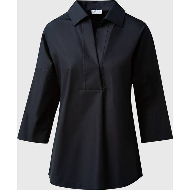 Kimono-Sleeve Split-Neck Blouse - BLACK - 10
