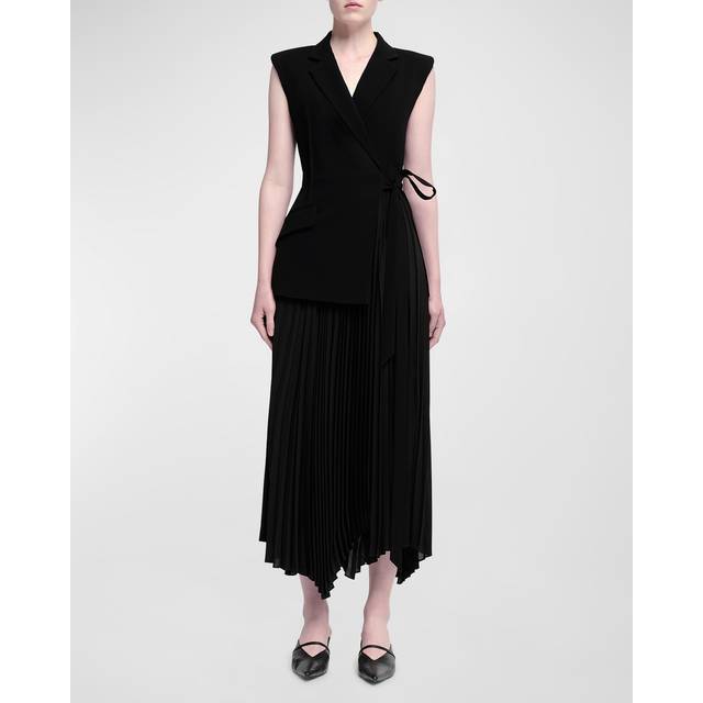 Helena Combo Blazer Sleeveless Midi Dress - BLACK - 0