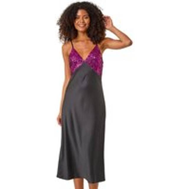 Sequin Top Satin Midi Dress - Pink - 12
