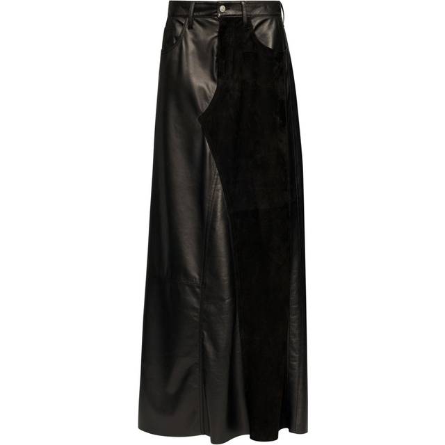 MM6 Maison Margiela - 5-pockets panelled leather long skirt - women - Ovine Leather (top grain) - 42 - Black