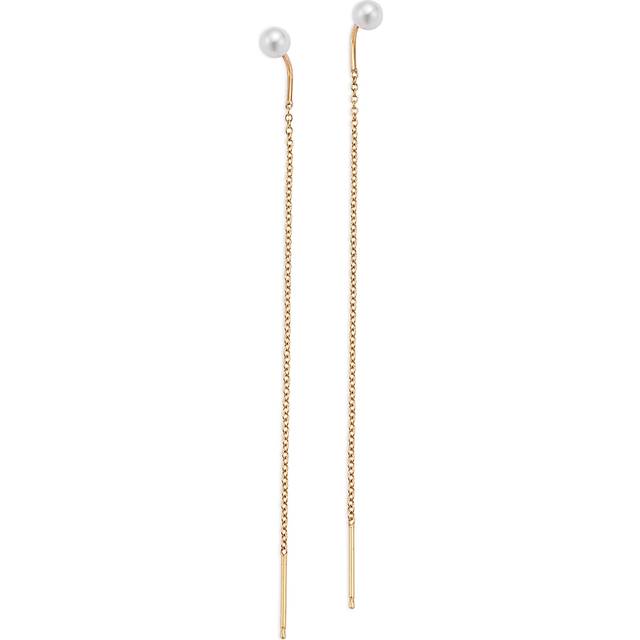 Zoe Chicco 14K Yellow Gold Cultured Freshwater Pearl Long Chain Threader Earrings