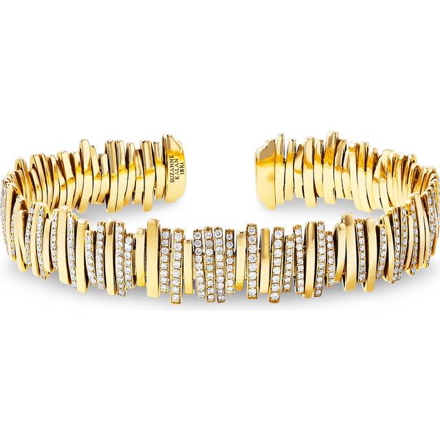 Suzanne Kalan 18K Yellow Gold Classic Diamond Half Pave Cuff Bracelet