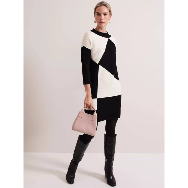 Phase Eight Hetty Tunic Dress, Black/Ivory