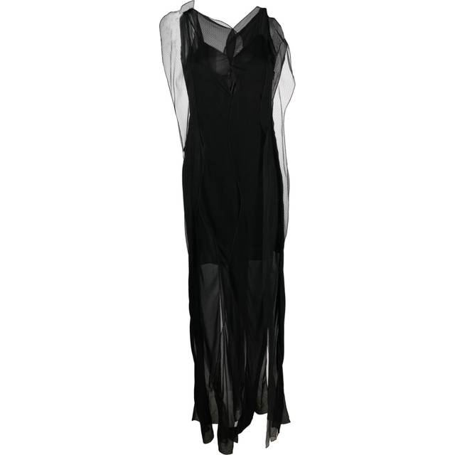 Victoria Beckham - semi-sheer sleeveless maxi dress - women - Polyamide/Polyester/Viscose - 8 - Black