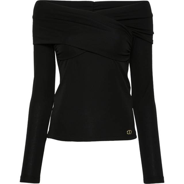 TWINSET - off-shoulder blouse - women - Elastane/Polyester - 40 - Black