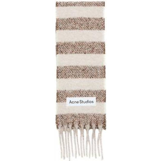 Acne Studios Womens Dark Brown/beige Striped Alpaca-blend Scarf