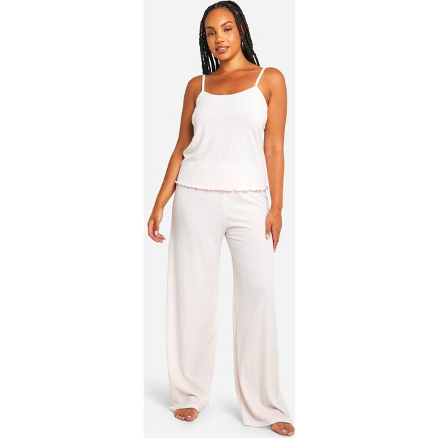 Womens Plus Pointelle Cami And Trouser Pyjama Set - Blue - 22