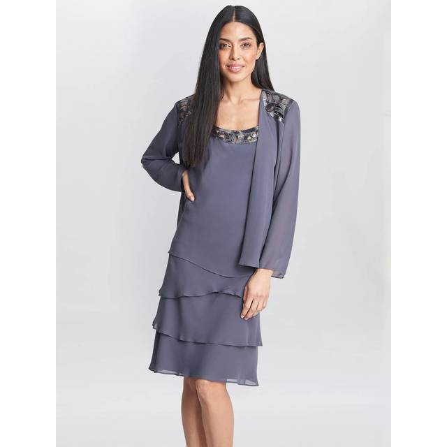 Slate Embellished Tiered Sequin Jacket and Dress - Grey (20)