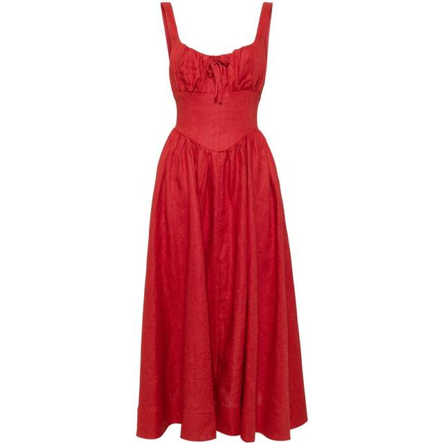 Reformation - Balia linen midi dress - women - Rayon/Linen/Flax - 2 - Red