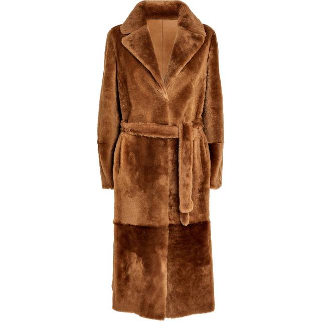 Yves Salomon Lamb Fur Reversible Wrap Coat - Beige - 38