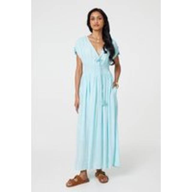 Striped Cap Sleeve Empire Maxi Dress - Blue - Size 14 - Izabel London