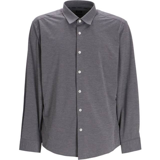 BOSS - slim-fit performance-stretch jersey melange shirt - men - Polyamide - S - Grey