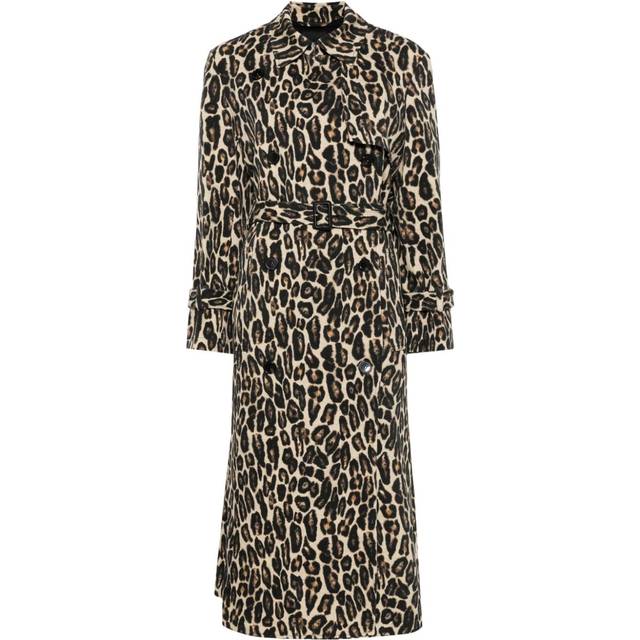 Theory - leopard trench coat - women - Virgin Wool/Elastane/Polyester/Spandex/Elastane - S - Neutrals