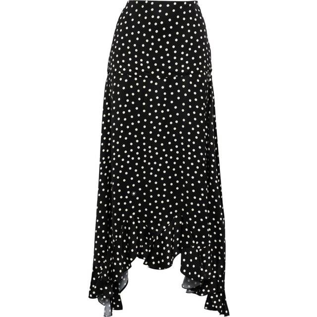 Stella McCartney - asymmetric polka-dot maxi skirt - women - Viscose - 38 - Black