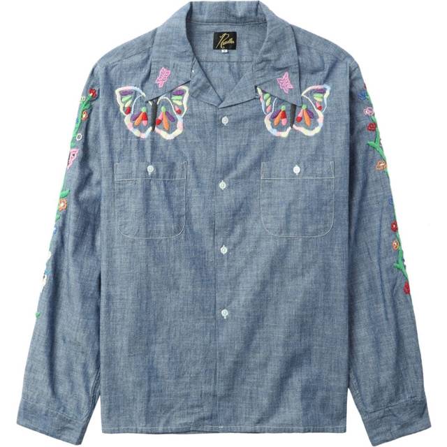 Needles - embroidered western shirt - men - Cotton - L - Blue