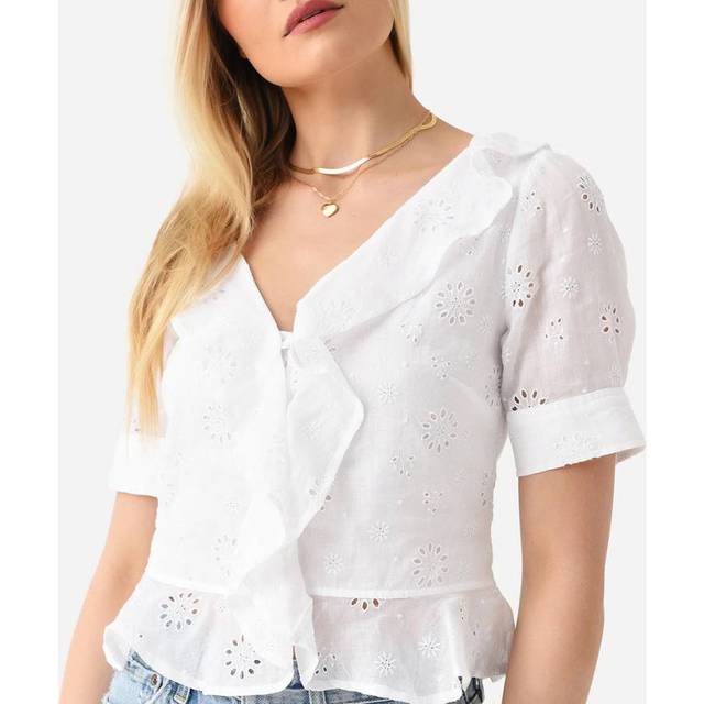 White Ruffle Peplum Blouse (S)