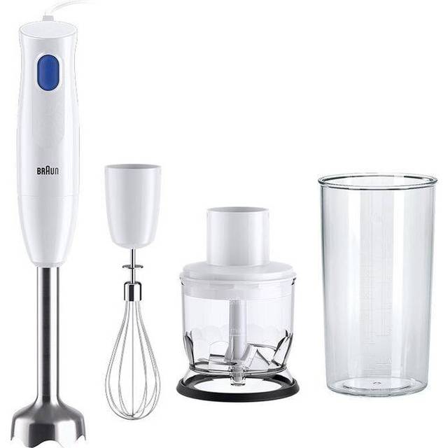 Braun Handmixer MQ10.202M MultiQuick 1 – Extra lätt blandningstav med rostfritt stål mixerfot och EasyTwist System, inklusive dokumentförstörare, visp och 600 ml mix- och mätkopp, 450 watt, vit