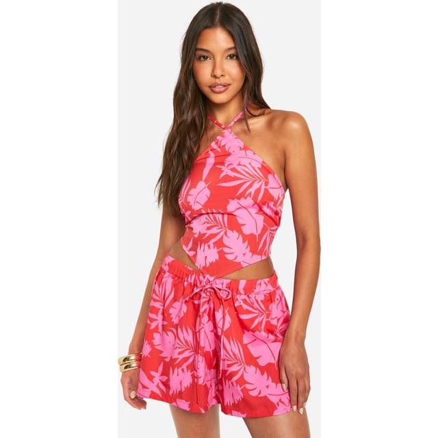 Womens Printed Flippy Shorts - Red - 6
