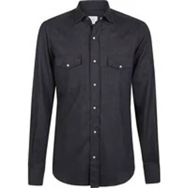 Eleventy, Skjorta, Herr, S, Bomull, Lyocell Cotton Shirt - black (S)