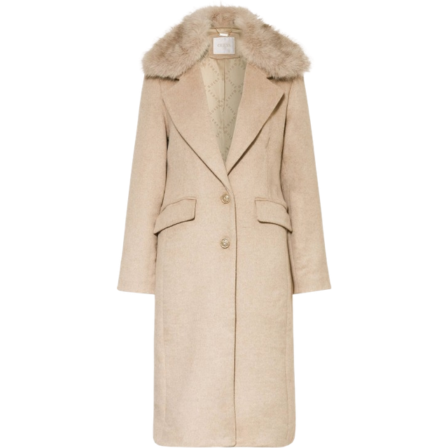 Guess  Coat NANCY FIT COAT FAUX FUR COLLAR  - EU XL - Beige - EU XL
