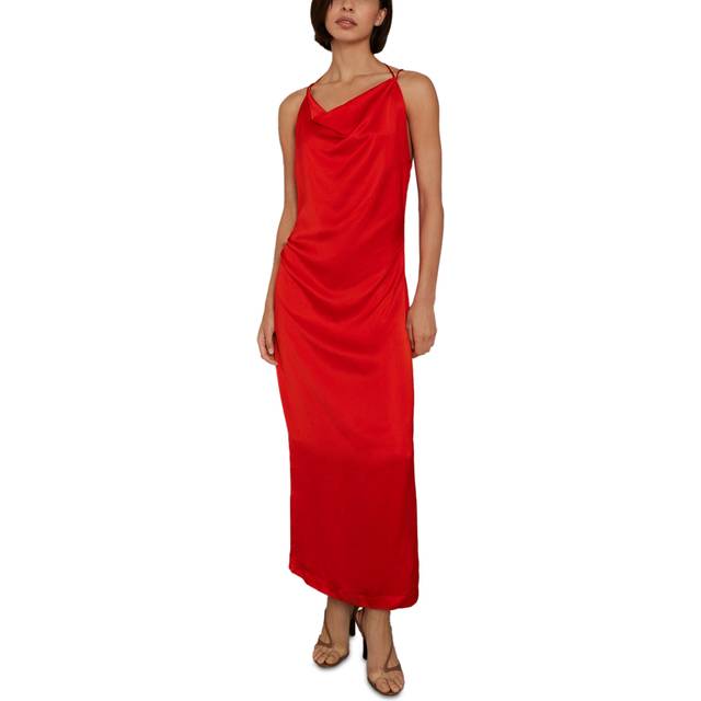Reiss Womens Orange Lilah Cowl-neck Satin Maxi Dress 14 - ORANGE