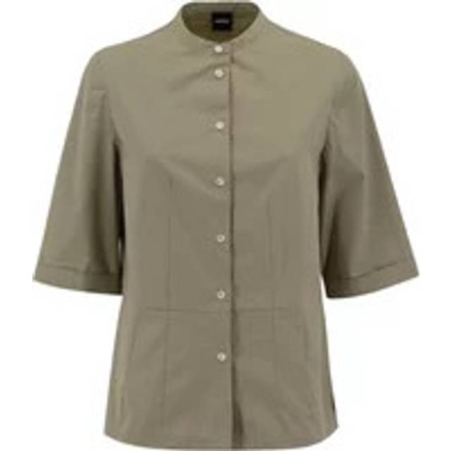 Cotton Poplin Mandarin Collar Blouse