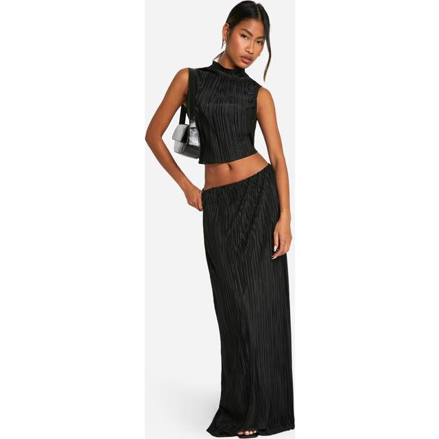 Womens Plisse Maxi Skirt - Black - 12, Black