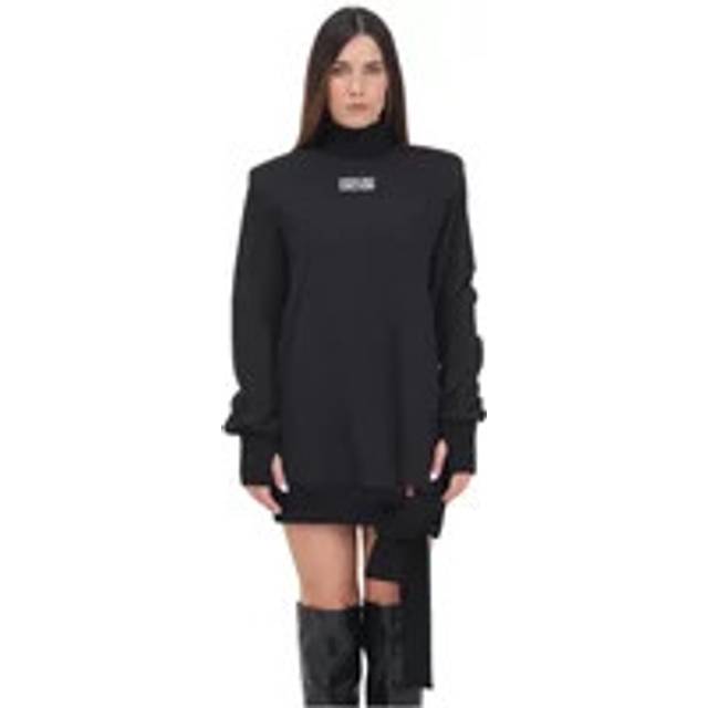 Versace Jeans Couture, Short Dresses, female, Black, S, Black Short Dress with Gothic Logo