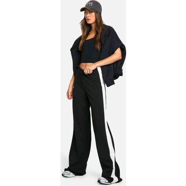 Womens Tall Contrast Stripe Wide Leg Trouser - Black - 18