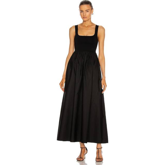 Matteau Black Knit & Cotton Midi Dress - Black - 2