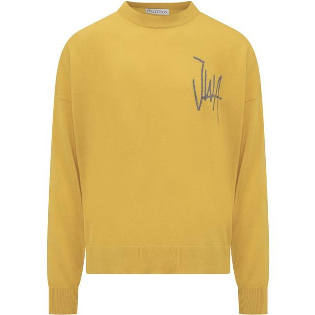 JW Anderson, Stickade tröjor & koftor, Herr, S, Jacquard Crewneck Tröja - yellow (S)