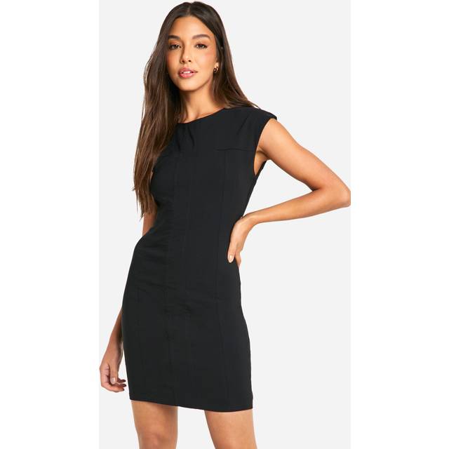 Womens Boxy Tailored Mini Dress - Black - 16