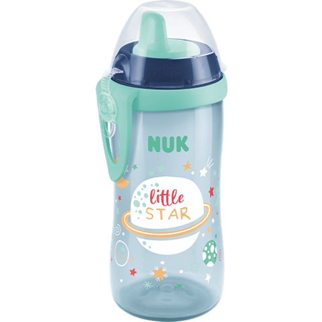 NUK Kiddy Cup Night Toddler Cup | 12+ Months | 300 ml | Leak-Proof Toughened Spout | Glow in The Dark | Clip & Protective Cap | BPA-Free | P