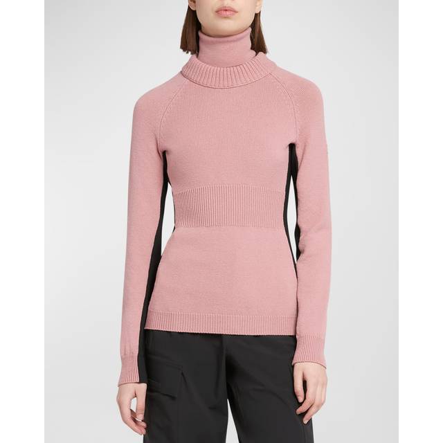 Wool and Fleece Turtleneck Sweater - PASTEL PINK