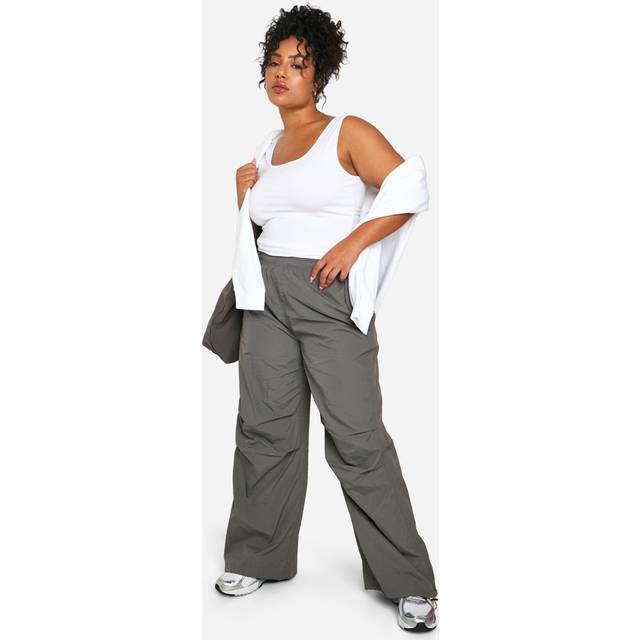 Womens Plus Nylon Wide Leg Cargo Trouser - Charcoal - 26