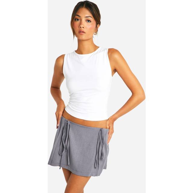 Womens Side Tie Pleated Tennis Skirt - Grey - 10, Grey