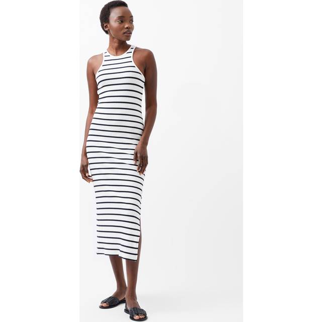 FRENCH CONNECTION Tommy Rib Stripe Racer Bk Dres |Vit |XL
