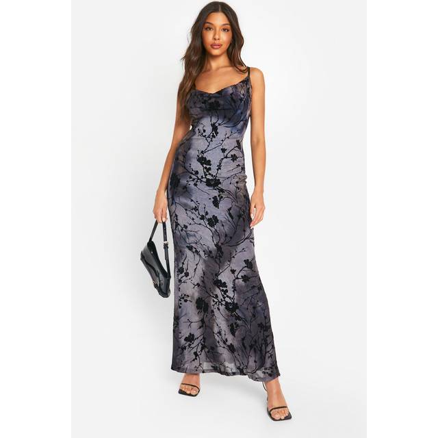 Womens Devore Cami Slip Maxi Dress - Black - 14, Black