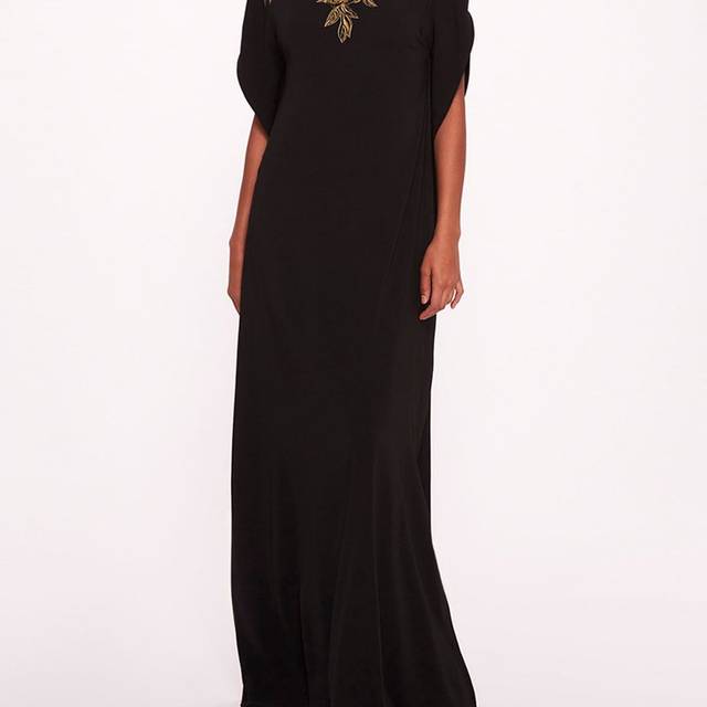Marchesa Notte Lightweight Crepe Kaftan Gown