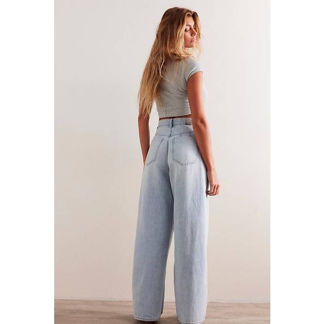 CRVY Gia Wide-Leg Jeans by We The Free in Palmetto Blue, Size: 33