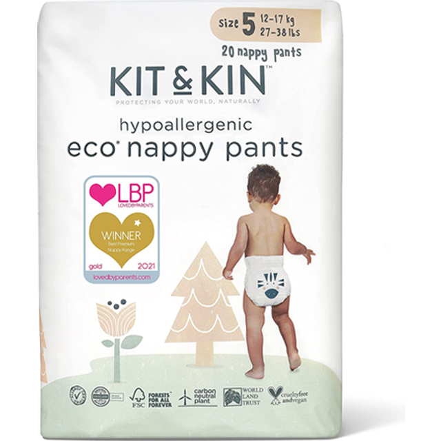 Kit & Kin Size 5, 20 Eco Nappy Pants, 12-17kg