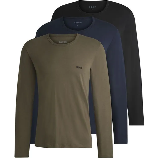 BOSS 3-Pak Klassiske langærmet T-Shirts i mørke nuancer