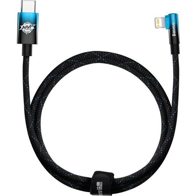 Baseus USB-C till Lightning kabel, vinklad, 20W, 1m - Svart/Blå